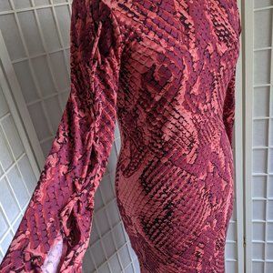 Snake Print Long Sleeve Dress